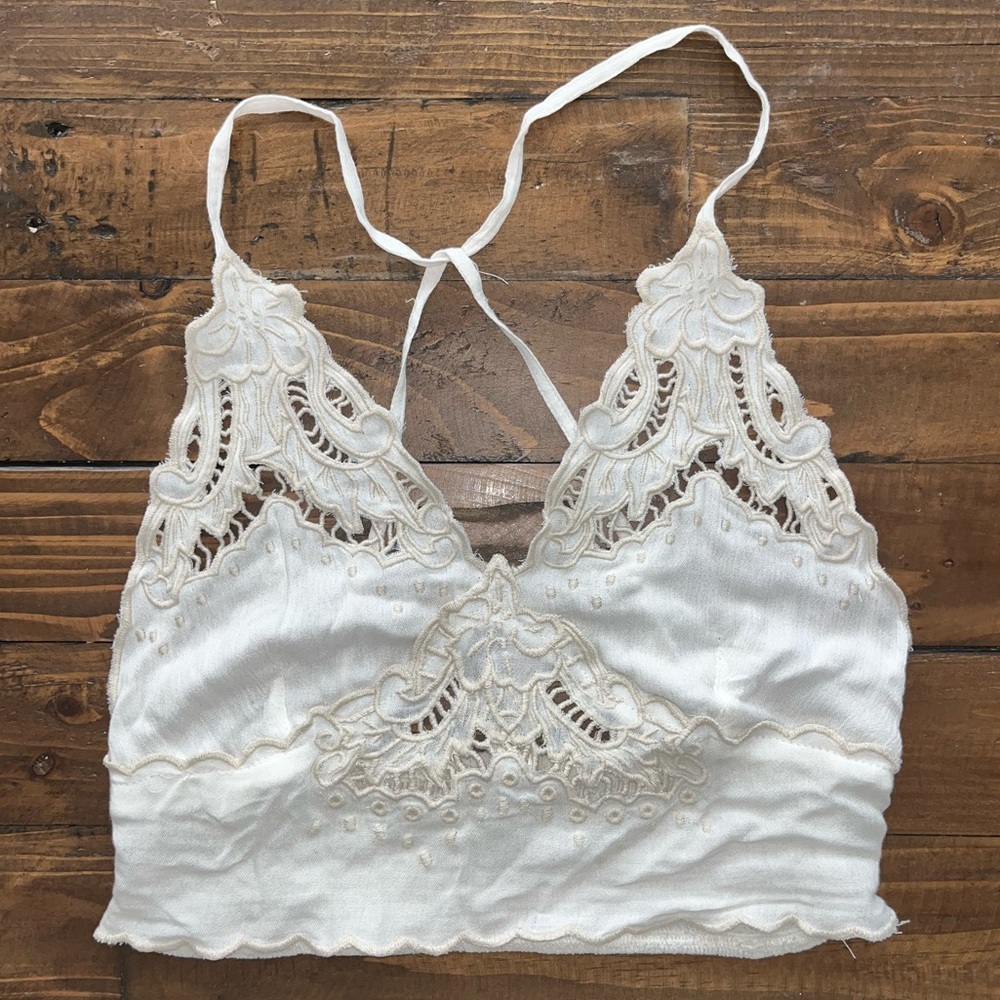White lace Free People top
